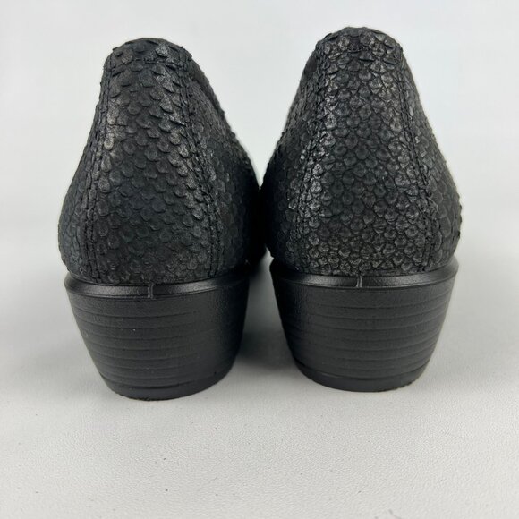 Ecco Womens Dress Pumps Black Snake Print Leather Block Heel size 38 US 7 - Picture 4 of 16